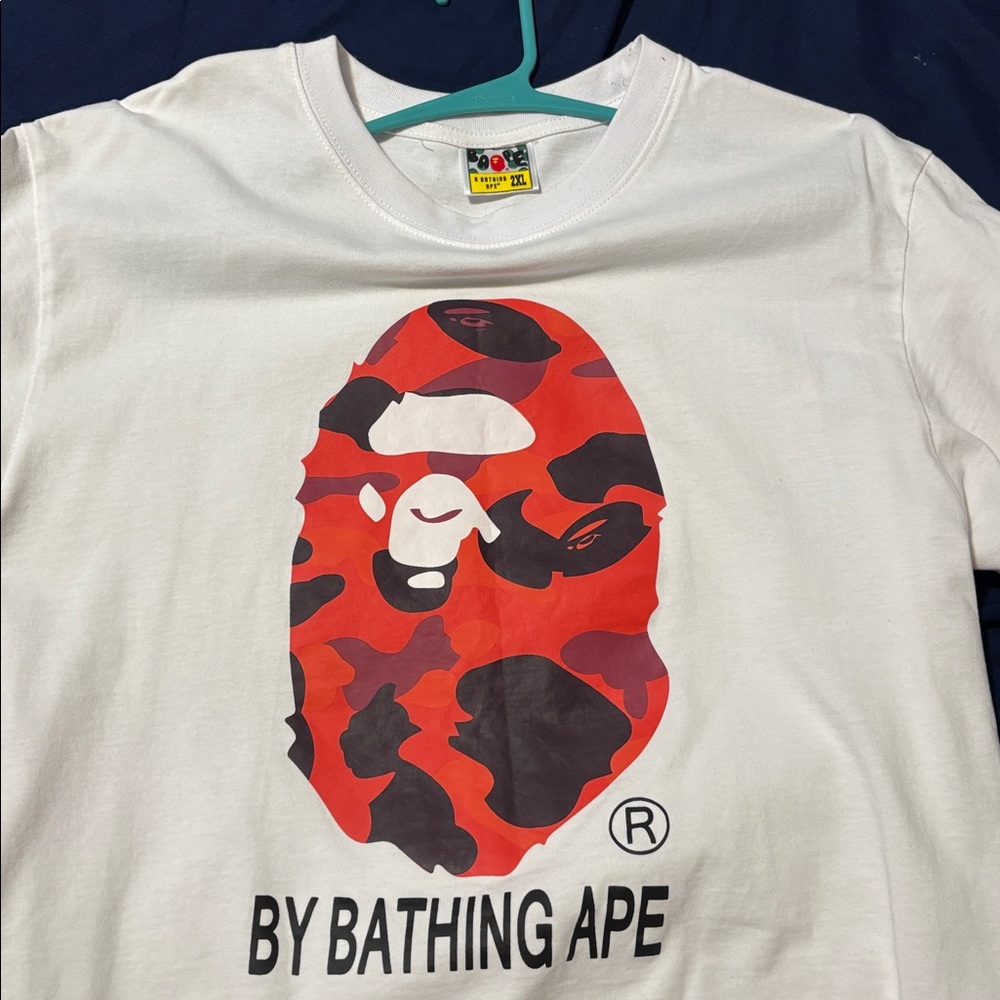 Bape White Tee with Red Graphic